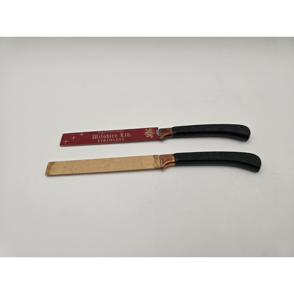 Wilshire Ltd. Steak Knife Pair Stainless Steel Copper Set Of 2 Vintage Black